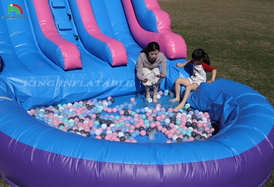Commercial 100% PVC Double Lane Inflatable Water Slide Outdoor Wet Dry Big Water Slides With Splash Pool