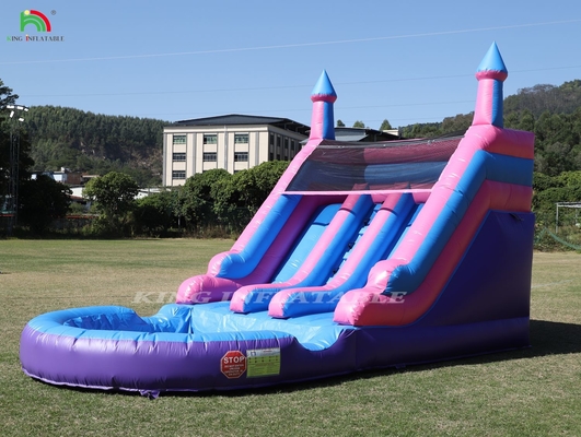 Commercial 100% PVC Double Lane Inflatable Water Slide Outdoor Wet Dry Big Water Slides With Splash Pool