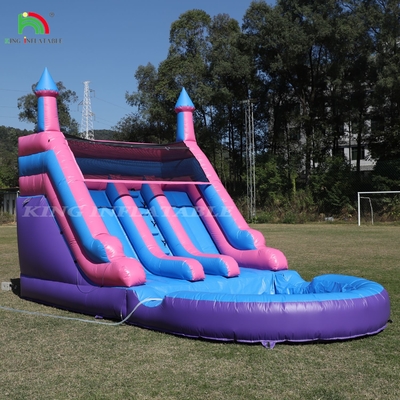 Commercial 100% PVC Double Lane Inflatable Water Slide Outdoor Wet Dry Big Water Slides With Splash Pool