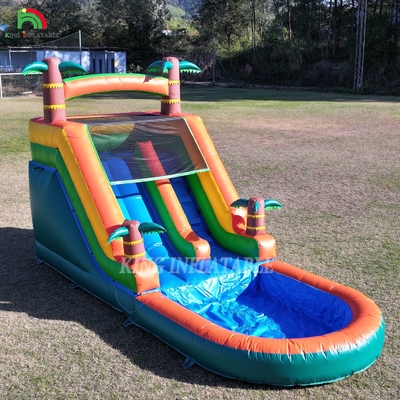 21x9x12FT Commercial  Grade PVC Bounce House Inflatable Water Slides Tropical Slide With Splash