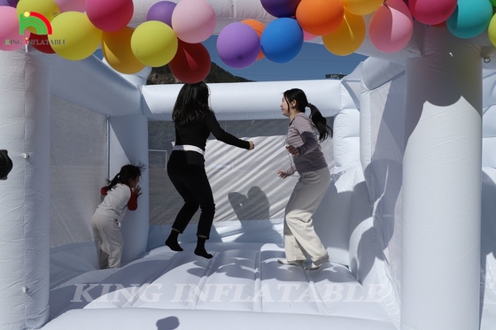 13x13x10ft Commercial White Bounce House Large Jumper Bouncy Inflatable Castle For Kids Adults With Slide & Ball Pit