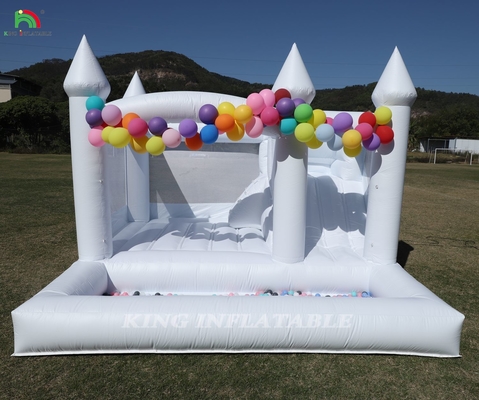 13x13x10ft Commercial White Bounce House Large Jumper Bouncy Inflatable Castle For Kids Adults With Slide & Ball Pit