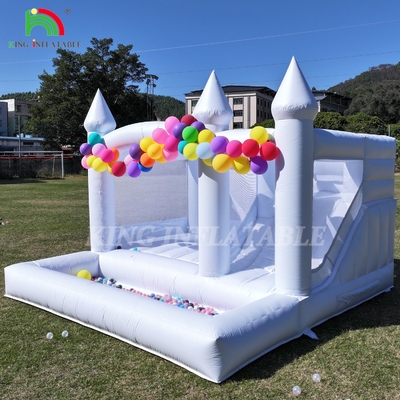 13x13x10ft Commercial White Bounce House Large Jumper Bouncy Inflatable Castle For Kids Adults With Slide & Ball Pit