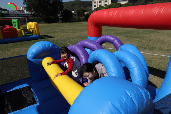 Outdoor Commercial Inflatable Bouncer Combo Bounce House Kids Party Bouncy Castle With Slide Ball Pit Climbing Obstacle Blower