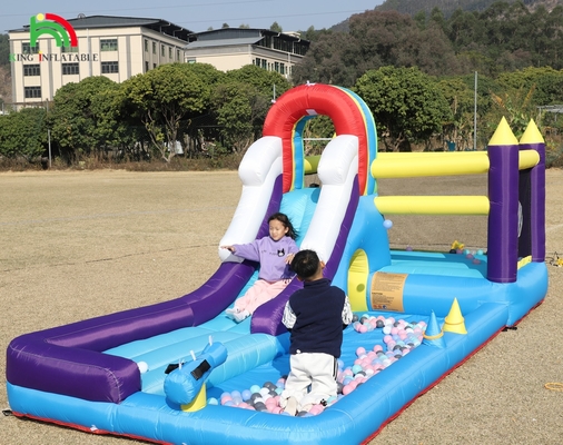Inflatable Bounce House Combo With Slide Climbing Wall Obstacles Trampoline Ball Pit Pool