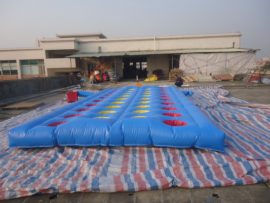 Outside Yellow Challenge Inflatable Meltdown Sport Game With Rotative Machine
