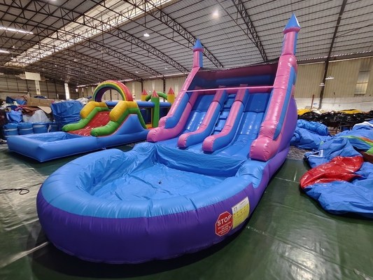 Popular Commercial Double Lane Inflatable Water Slides With Pool Water Slides Inflatable For Kids And Adults