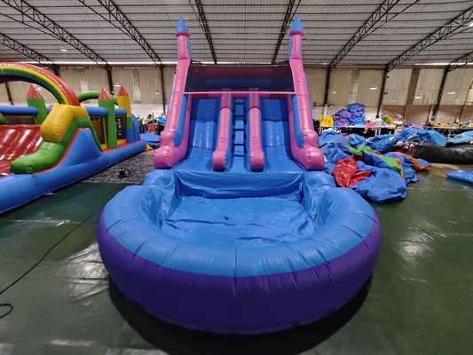 Popular Commercial Double Lane Inflatable Water Slides With Pool Water Slides Inflatable For Kids And Adults