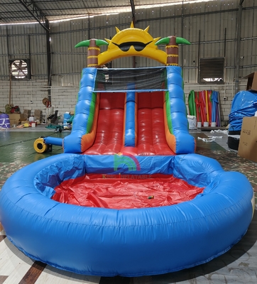 Adults Kids Waterslide Commercial Grade Full PVC Double Lane Inflatable Water Slide With Airtight Splash Water Pool