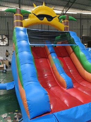 Adults Kids Waterslide Commercial Grade Full PVC Double Lane Inflatable Water Slide With Airtight Splash Water Pool