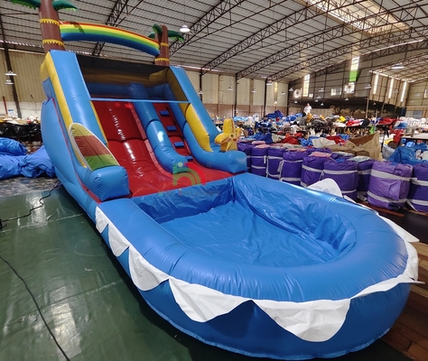 Commercial Grade PVC Inflatable Water Slide Combo With Pool