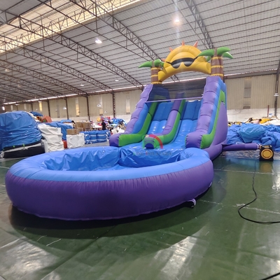 Commercial Waterslide  Grade Full PVC Double Lane Inflatable Water Slide With Airtight Splash Water Pool