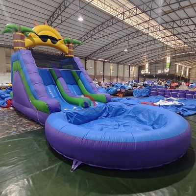 Commercial Waterslide  Grade Full PVC Double Lane Inflatable Water Slide With Airtight Splash Water Pool
