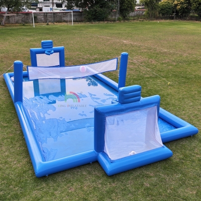 PVC Inflatable Sport Game Blue Inflatable Water Volleyball Net Field Soccer Field Arena Court Inflatable Soccer Court Field