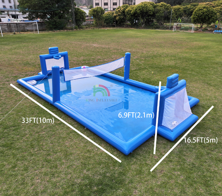 PVC Inflatable Sport Game Blue Inflatable Water Volleyball Net Field Soccer Field Arena Court Inflatable Soccer Court Field