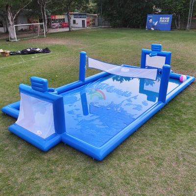 PVC Inflatable Sport Game Blue Inflatable Water Volleyball Net Field Soccer Field Arena Court Inflatable Soccer Court Field