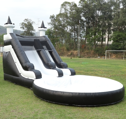 Water Slide Inflatable White and Black Waterslide Kids Slide with Bigger Water Splash Pool