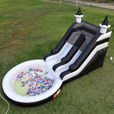 Water Slide Inflatable White and Black Waterslide Kids Slide with Bigger Water Splash Pool