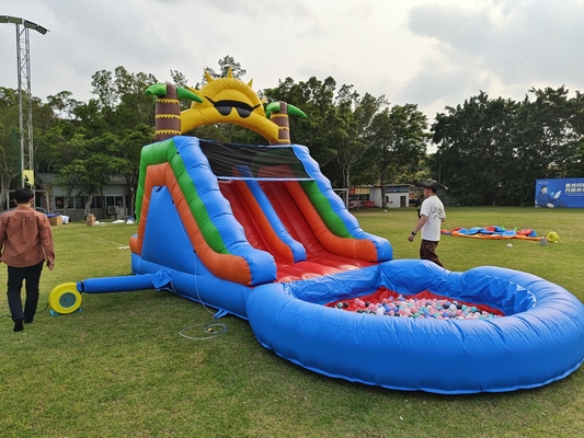 Double Lane PVC Inflatable Water Slide Combo with Pool Obstacle Climb Inflatable Pool Slides