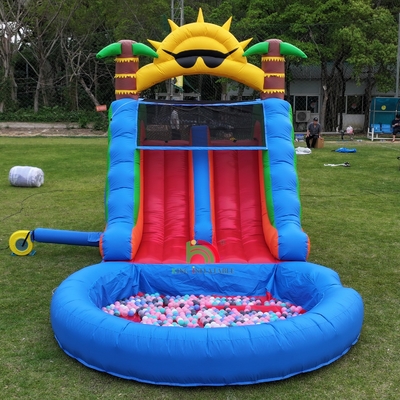 Double Lane PVC Inflatable Water Slide Combo with Pool Obstacle Climb Inflatable Pool Slides