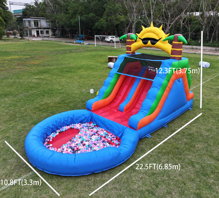 Double Lane PVC Inflatable Water Slide Combo with Pool Obstacle Climb Inflatable Pool Slides