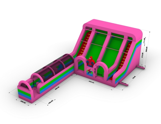 Commercial Grade PVC  Spider-Man Waterslide Inflatable Bounce House ComboObstacle Course Slide Inflatable Water Slide