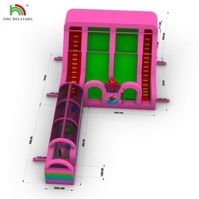 Commercial Grade PVC  Spider-Man Waterslide Inflatable Bounce House Combo Obstacle Course Slide Inflatable Water Slide