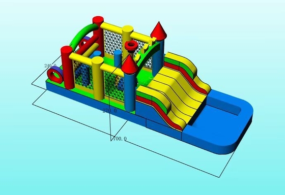 Outdoor Backyard Lawn Party Game Wet Dry Inflatable Bounce House Combo Obstacle Course with Slide Pool Ball Pit