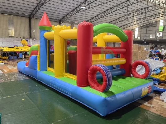 Outdoor Backyard Lawn Party Game Wet Dry Inflatable Bounce House Combo Obstacle Course with Slide Pool Ball Pit