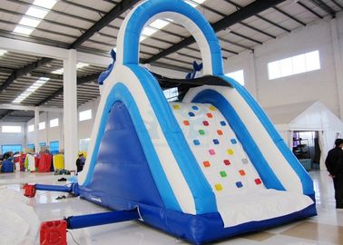 Mini Inflatable Water Slide With Double And Quadruple Stitching Blue And White