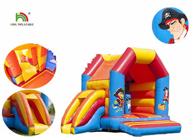 Outdoor Pirate Cartoon Printing Inflatable Jumper Castle With Roof Quadruple Stitching