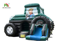 Slide Combo Green Agricultural Car Inflatable Jumping Castle For Rent 1 - 2 Years Warranty