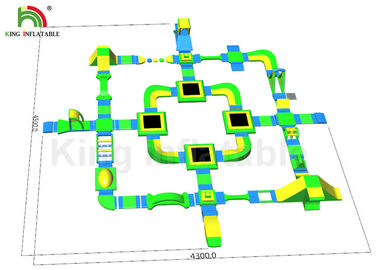 0.9mm Plato PVC 45 * 43m Inflatable Water Park Aqua Park With Guard Tower For Adults