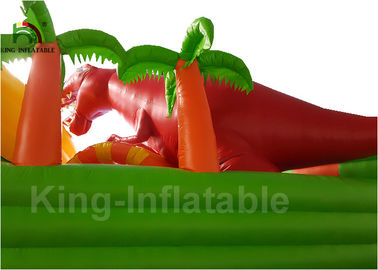 20 * 8m Red Dinosaur Jungle Round Inflatable Water Parks For Rent / Blow Up Water Pool