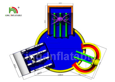 Penguin Blue White Inflatable Blow Up Water Park With 16m Diameter Pool And Slide