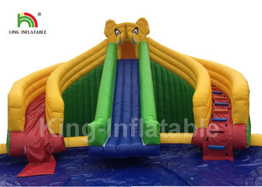 Penguin Blue White Inflatable Blow Up Water Park With 16m Diameter Pool And Slide