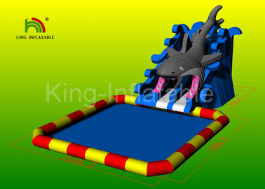 Grey Megalodon Adult & Kids Inflatable Water Parks With Slide For Outdoor