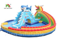PVC 30 * 20m Blue Adult Giant Dragon Inflatable Water Parks With Logo Customized