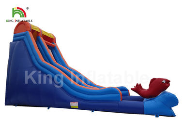 10m High Giant Red Fish Inflatable Water Slide With Staircase For Children