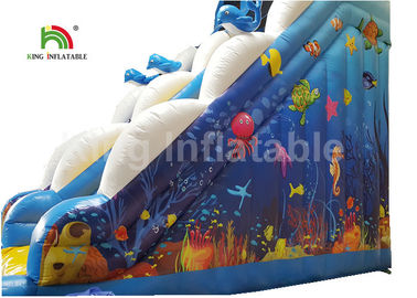 Puncture - Proof Ocean World Dolphin Inflatable Water Slide / Outdoor Inflatable Playground