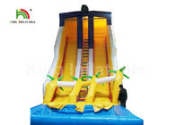 Dual Lane Yellow 32.81ft Backyard Water Slides For Adults With Coconut Tree And Pool