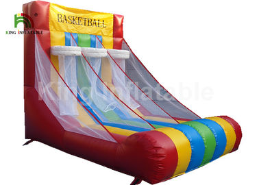 Red Triple Basketball Hoop Shoot Inflatable Sports Games For Rent Fire - Retardant