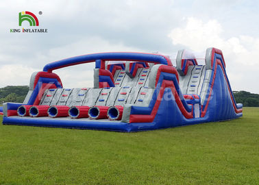 Blue 4 Lane Inflatable Sports Games / Military Blow Up Obstacle Course