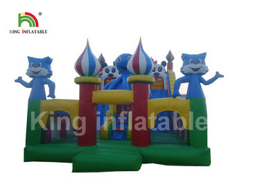 0.55mm PVC Plato Tarpaulin Blue Inflatable Amusement Park / Kids Outdoor Playground