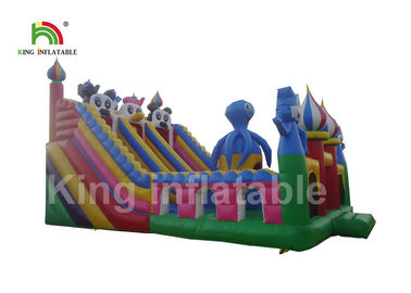 0.55mm PVC Plato Tarpaulin Blue Inflatable Amusement Park / Kids Outdoor Playground