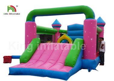 Durable PVC Pink Princess Inflatable Commercial Bounce Houses For Kids Outdoor Activites