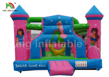 Durable PVC Pink Princess Inflatable Commercial Bounce Houses For Kids Outdoor Activites