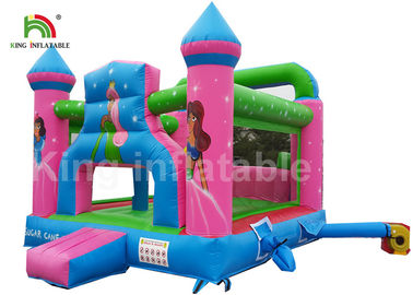 Durable PVC Pink Princess Inflatable Commercial Bounce Houses For Kids Outdoor Activites