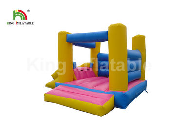 0.55 mm PVC Tarpaulin Commercial Bounce Houses With Slide Ocean Blue Color