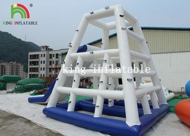 White / Blue Heat Sealed Inflatable Water Toy / Aqua PVC Climbing Tower With Slide